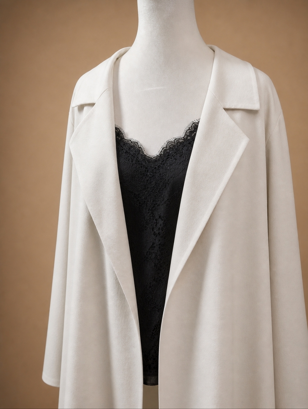 Eileen Fisher 100% Silk Neutral Open-Front Long Duster Topper Women Size X-Large - Picture 8 of 16